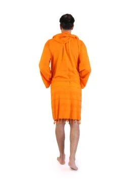 Orange Turkish Cotton Men Robe, Personalized Cotton Beach Robe, Dressing Gown, Groomsmen Gift, Bachelor Party Robes, Hooded Turkish Robe -Fashion Clothing Store il fullxfull.4012817334 3f4k