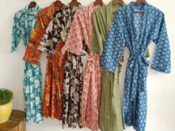 Men’s Pure Cotton Handprinted Peach In Floral Motif Funky House Robe Kimono Men's Beach Coverup/Man Robe -Fashion Clothing Store il fullxfull.4038747228 j6k0