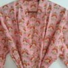 Men’s Pure Cotton Handprinted Peach In Floral Motif Funky House Robe Kimono Men's Beach Coverup/Man Robe