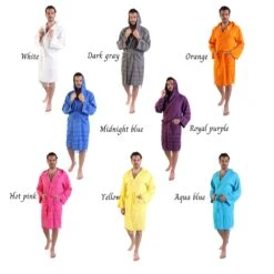 Orange Turkish Cotton Men Robe, Personalized Cotton Beach Robe, Dressing Gown, Groomsmen Gift, Bachelor Party Robes, Hooded Turkish Robe -Fashion Clothing Store il fullxfull.4060415533 krle