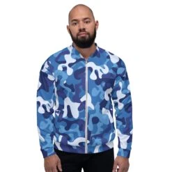 Blue Camouflage Unisex Bomber Jacket