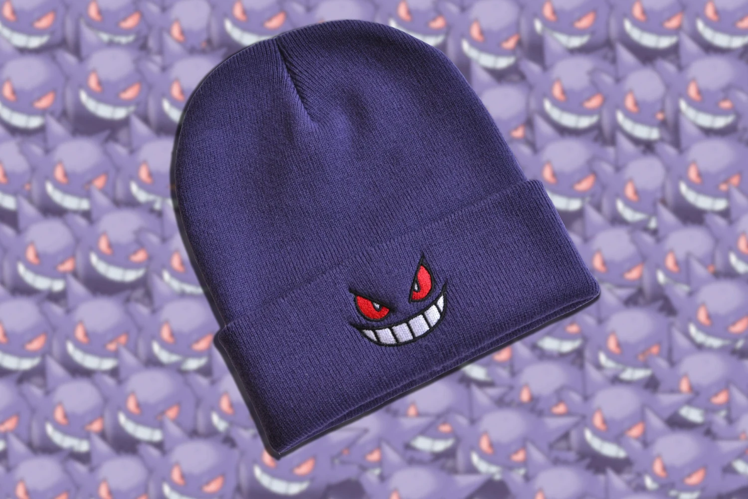 Embroidered Gengar Inspired Beanie 2 Embroidered Gengar Inspired Beanie - Image 2