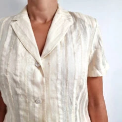 80's Vintage Cream Silk Ladies Shirt In Woven Stripes With Mother-Of-Pearl Buttons // Short Sleeves Blouse // Medium 9 80's Vintage Cream Silk Ladies Shirt In Woven Stripes With Mother-Of-Pearl Buttons // Short Sleeves Blouse // Medium -Fashion Clothing Store il fullxfull.4069861882 w7eq