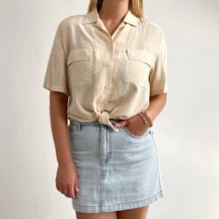 80’s Vintage Cream Silk Blouse // Ladies Short Sleeve Boyfriend Shirt // Large -Fashion Clothing Store il fullxfull.4070065558 evho