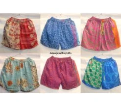 Wholesale Lot Of Recycle Sari Silk Shorts, Women's Fashion Silk Short Pants, Loungewear Shorts, Beachwear Summer Swim Wear Comfy Shorts