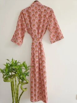 Men’s Pure Cotton Handprinted Peach In Floral Motif Funky House Robe Kimono Men's Beach Coverup/Man Robe -Fashion Clothing Store il fullxfull.4086561253 8lbz
