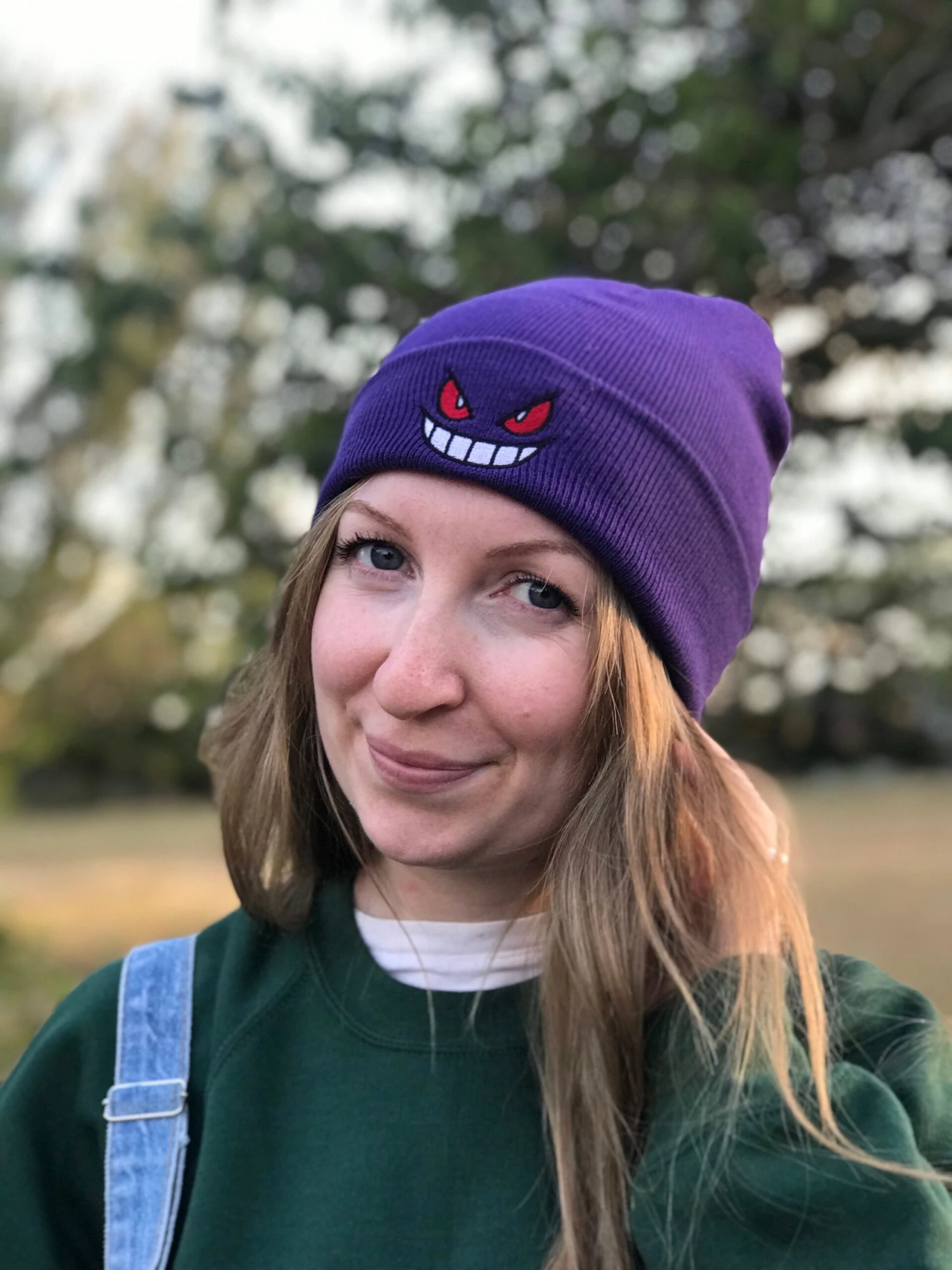 Embroidered Gengar Inspired Beanie 3 Embroidered Gengar Inspired Beanie - Image 3