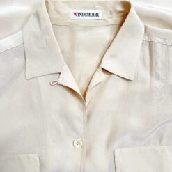 80’s Vintage Cream Silk Blouse // Ladies Short Sleeve Boyfriend Shirt // Large -Fashion Clothing Store il fullxfull.4117711855 fkbw