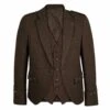 Scottish Men's Argyle Kilt Jacket Dark Brown Tweed Traditional Kilt Jacket With 5 Button Vest Chest Size 34" To 54 Inch