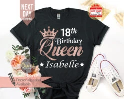Personalised Name 18th Birthday Tshirt, Birthday Party TShirts For Ladies Girls, 18th Birthday Gift For Her, Daughter Birthday Party Shirts