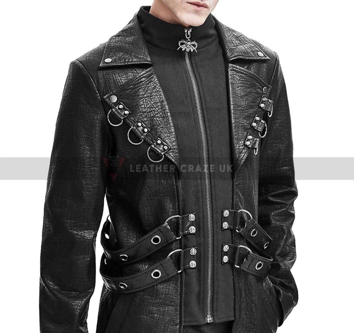 Men's Black Genuine Leather Trench Coat - Handmade Gothic Vintage Coat - Steampunk Winter Long Coat - Classic Black Overcoat - Gift For Him 5 Men's Black Genuine Leather Trench Coat - Handmade Gothic Vintage Coat - Steampunk Winter Long Coat - Classic Black Overcoat - Gift For Him - Image 5