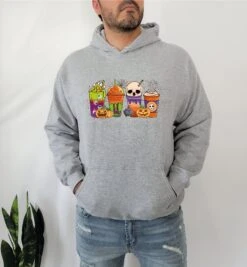 Pumpkin Spice Latte Hoodies,Halloween Pumpkin Latte Drink Cup Hoodie,Halloween Party Hoodie,Latte And Coffee Cute Hoodie Autumn Fall Hoodies