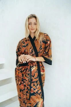 Red/Black Cotton Batik Kimono Robe, Kimono Jacket, Dressing Gown, Men’s Kimono Robe, Wear The World, Dragon, Chinese, Japanese -Fashion Clothing Store il fullxfull.4281051554 lb63