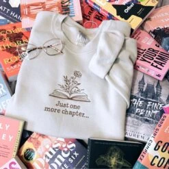 Book Sweatshirt, Just One More Chapter, Embroidered Crewneck, Reading Jumper, Book Lover Gift, Bookish Clothes, Booktok, Bookstagram, Reader
