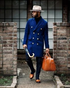Men Royal Blue Overcoat Vintage Long Trench Coat Men New Jacket Coats Mens Business Casual Long Solid Windbreak Coat Winter Outwear