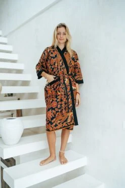 Red/Black Cotton Batik Kimono Robe, Kimono Jacket, Dressing Gown, Men’s Kimono Robe, Wear The World, Dragon, Chinese, Japanese -Fashion Clothing Store il fullxfull.4328445453 nyt7