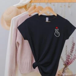 Korean Finger Love Symbol T-shirt, Korean Finger Heart, Kpop, Cute K-Pop Tee, K-pop Shirt, Kpop Shirt, Finger Heart Tee. For Him And For Her -Fashion Clothing Store il fullxfull.4329649292 cjvj