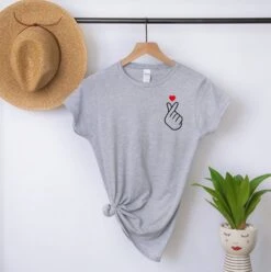 Korean Finger Love Symbol T-shirt, Korean Finger Heart, Kpop, Cute K-Pop Tee, K-pop Shirt, Kpop Shirt, Finger Heart Tee. For Him And For Her -Fashion Clothing Store il fullxfull.4329649670 b4v6