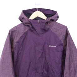 Vintage Columbia Windbreaker Jacket Purple Hooded With Logo Size L (women's) / Columbia Jacket / 80s 90s Y2K Clothing