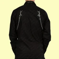Men Gothic Shirt Long Sleeve Shirt Punk Metal Studs Chain Cotton Shirt Straps Shirt -Fashion Clothing Store il fullxfull.4421409518 96eg