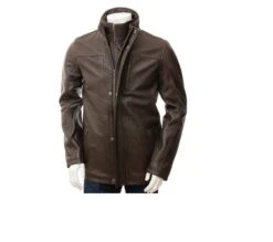 Handmade Men Leather Brown Coat Men Trench Coat New Style Leather Coat Men Vintage Style Coat Brown Coat With A Detachable Collar Style -Fashion Clothing Store il fullxfull.4425646836 cid5