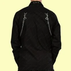 Men Gothic Shirt Long Sleeve Shirt Punk Metal Studs Chain Cotton Shirt Straps Shirt -Fashion Clothing Store il fullxfull.4468769311 7tnm