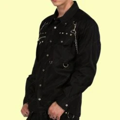 Men Gothic Shirt Long Sleeve Shirt Punk Metal Studs Chain Cotton Shirt Straps Shirt -Fashion Clothing Store il fullxfull.4468771429 lu97