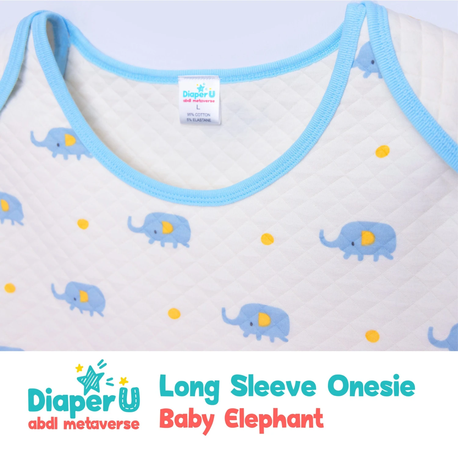 Adult Baby ABDL Long Sleeve Onesie - Baby Elephant (Extra Warm) 4 Adult Baby ABDL Long Sleeve Onesie - Baby Elephant (Extra Warm) - Image 4