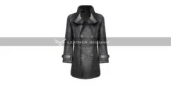 Genuine Leather ShearlingBlack Long Jacket,handmade Mens Leather Long Jacket,Black Leather Long Coat,Mens Long Coat