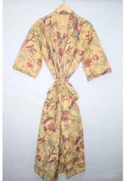 Indian Kantha Kimono,Bathrobe Japanese Kimono Cotton Handmade Women Kimono Bird Print