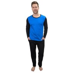 Mens Royale Black/Blue Loungewear Pyjamas PJs