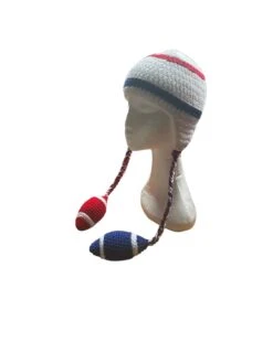 Rugby Hat With Dangling Balls, England Rugby Hat, American Football Hat - Team Colours Of Your Choice