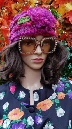 Vintage Hat: Lovely Vintage Pink Crochet Hat With Flowers -Fashion Clothing Store il fullxfull.4717131166 3jma