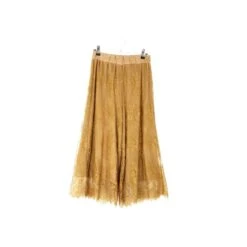 Gold Mustard Floral Lace Culottes Vintage Women's High Waisted Bottoms Ochre Yellow Elastic Waist Culottes Cropped Wide Leg Trousers, XS 12 Gold Mustard Floral Lace Culottes Vintage Women's High Waisted Bottoms Ochre Yellow Elastic Waist Culottes Cropped Wide Leg Trousers, XS -Fashion Clothing Store il fullxfull.4720929706 rwv5