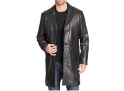 New Fashion Short Length Black Real Cow Leather Coat Men Handmade Steampunk Leather Coat For Men Coat Trench Motorcycle Coat For Boys