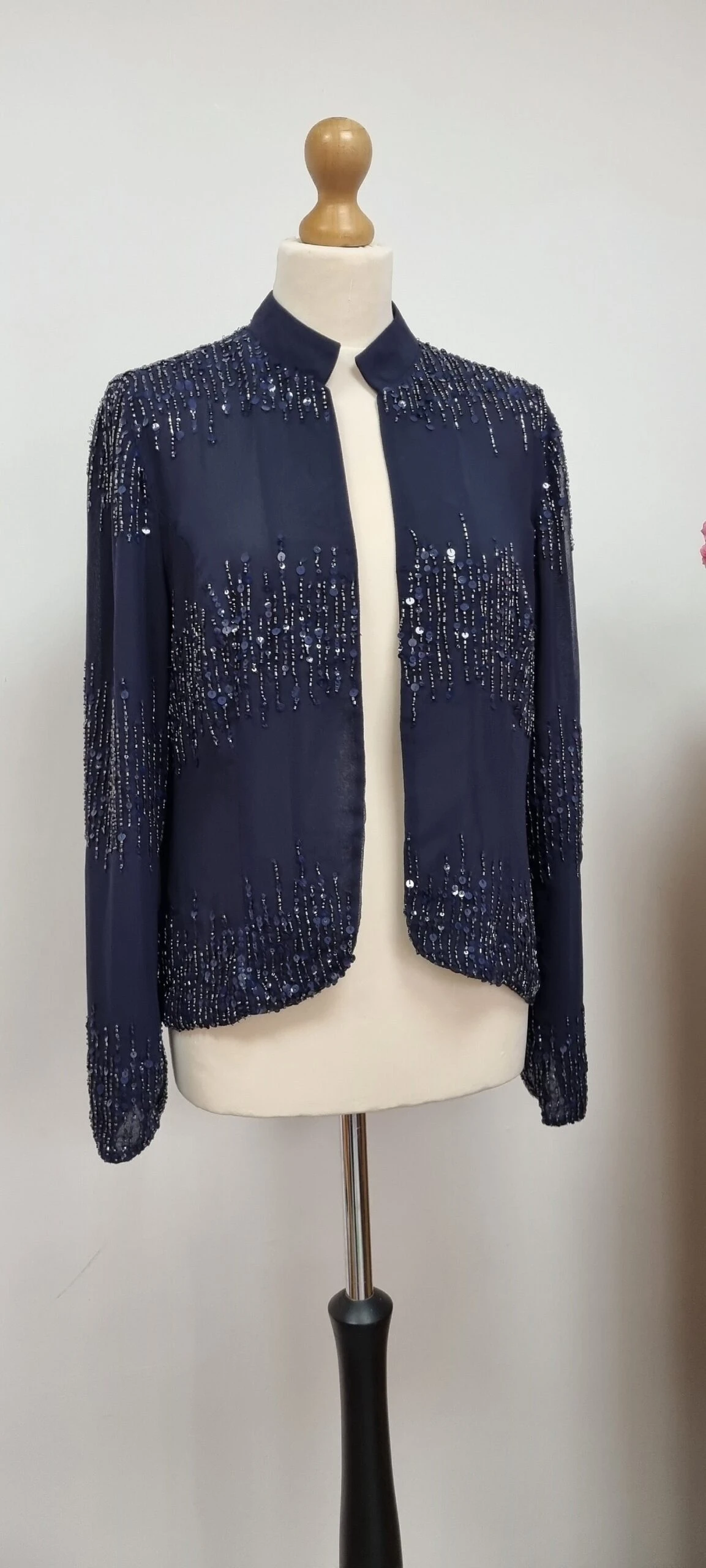 Vintage Sequin Navy Blue EveningJacket 2 Vintage Sequin Navy Blue EveningJacket - Image 2