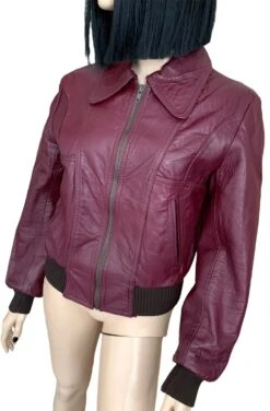 VINTAGE Original 1970s Genuine LEATHER Jacket Oxblood Maroon Wine Zip Up Pointed Collar Seventies Boho Rocker Glam Rock -Fashion Clothing Store il fullxfull.4743060880 nxwd