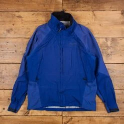 Marmot Windbreaker Coat L Blue Zip Hook & Loop