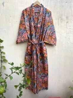 Unisex Bath Robe,Pure Cotton Safari Print Robe,Cotton Kimono,Bath Robe ,Swim Wear,Night Wear,Dressing Gown Free Size, With Belt