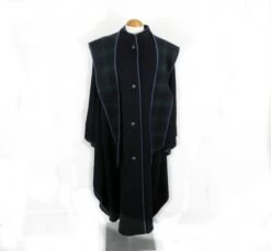 1960s Dark Blue Loden Wool Hooded Maxi Cape With Scarf By Bauer Made In Austria Size M / LClassic Trachten Traditional Woodland Boho