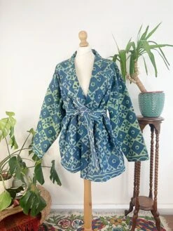 Vintage Fine Kantha Short Crop Length Bolero Bohemian Melange Artist Unisex Front Open Jacket Persian -Fashion Clothing Store il fullxfull.4781078839 ljri