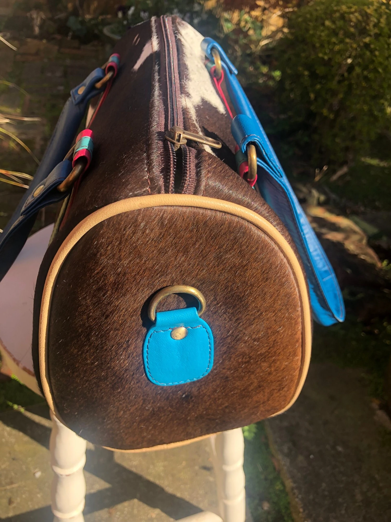 Beautiful Recycled Goatskin & Leather Barrel Bag, Largezerowaste Handbag, Sustainable Leather Purse, Quirky Furry Ipad-sized Cylinder Bag 6 Beautiful Recycled Goatskin & Leather Barrel Bag, Largezerowaste Handbag, Sustainable Leather Purse, Quirky Furry Ipad-sized Cylinder Bag - Image 6