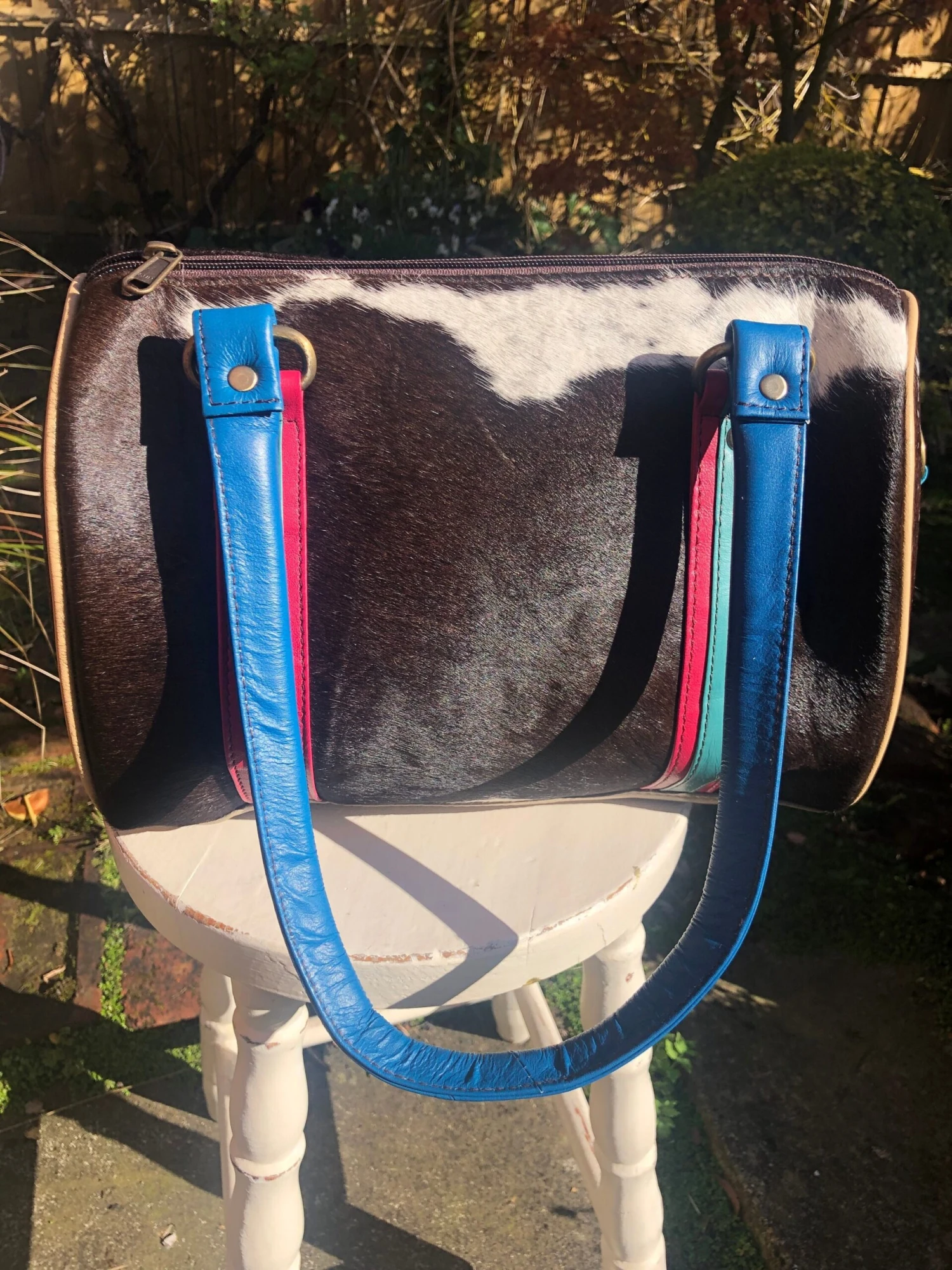 Beautiful Recycled Goatskin & Leather Barrel Bag, Largezerowaste Handbag, Sustainable Leather Purse, Quirky Furry Ipad-sized Cylinder Bag 1 Beautiful Recycled Goatskin & Leather Barrel Bag, Largezerowaste Handbag, Sustainable Leather Purse, Quirky Furry Ipad-sized Cylinder Bag
