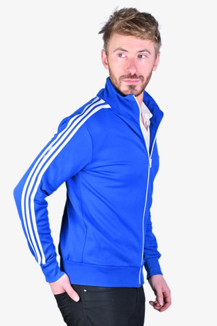 Vintage 1970's Adidas Blue Track Jacket 2 Vintage 1970's Adidas Blue Track Jacket - Image 2