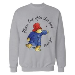 Paddington Bear Classic Please Look After Official Sweatshirt (Sports Grey)