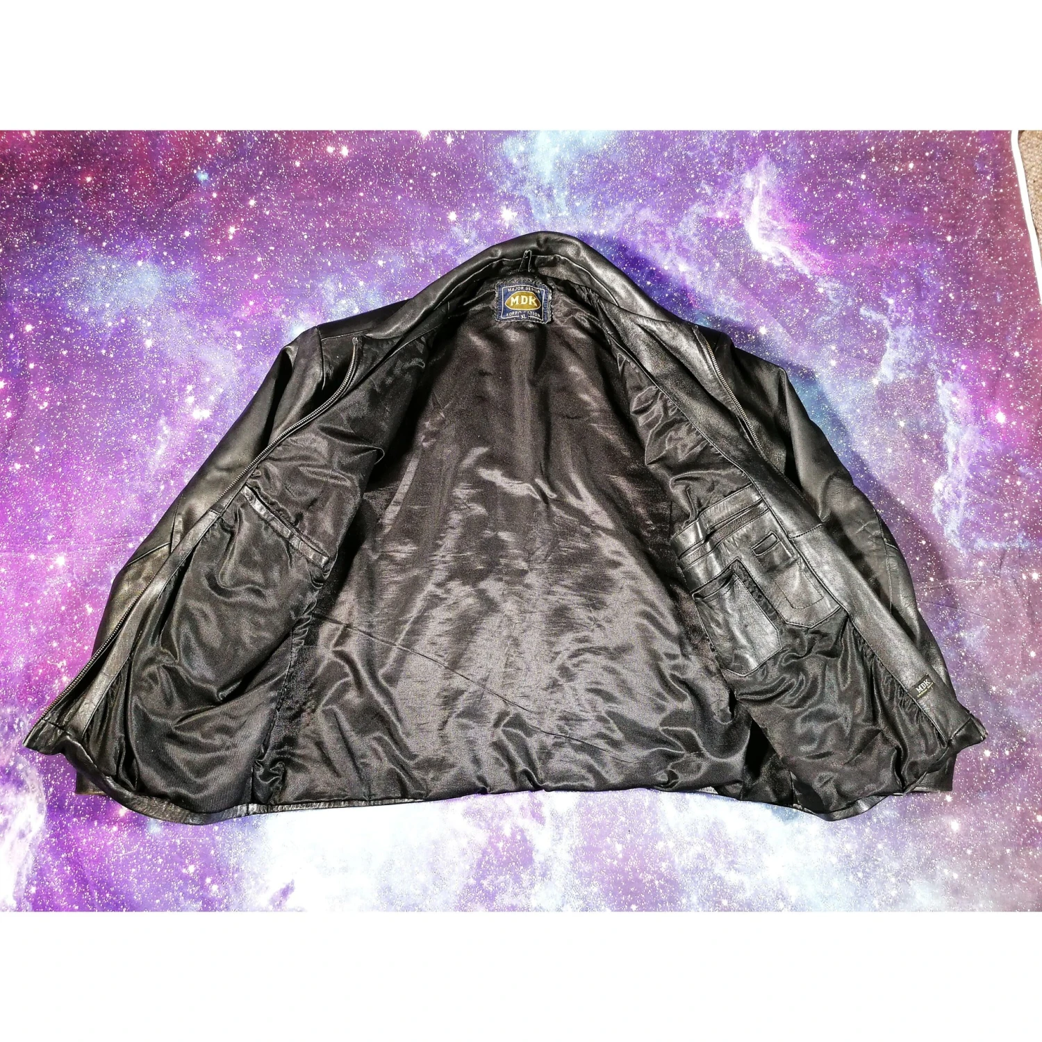 MDK Leather Jacket Black Major Design Korporation Size XL Vintage 90s 3 MDK Leather Jacket Black Major Design Korporation Size XL Vintage 90s - Image 3