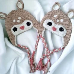 Little Deer Crochet Hat , Handmade Woodland Animal Theme Beanie , Perfect Gift At Any Age -Fashion Clothing Store il fullxfull.4850494611 oc04