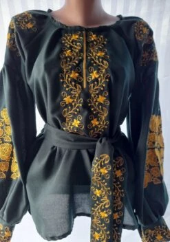 Embroidered Ukrainian Shirt Vyshyvanka Women Traditional Flower Long Sleeve Lace