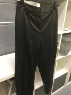 Ankle Grazing Faux Leather 3/4 Length Wide Leg Trousers