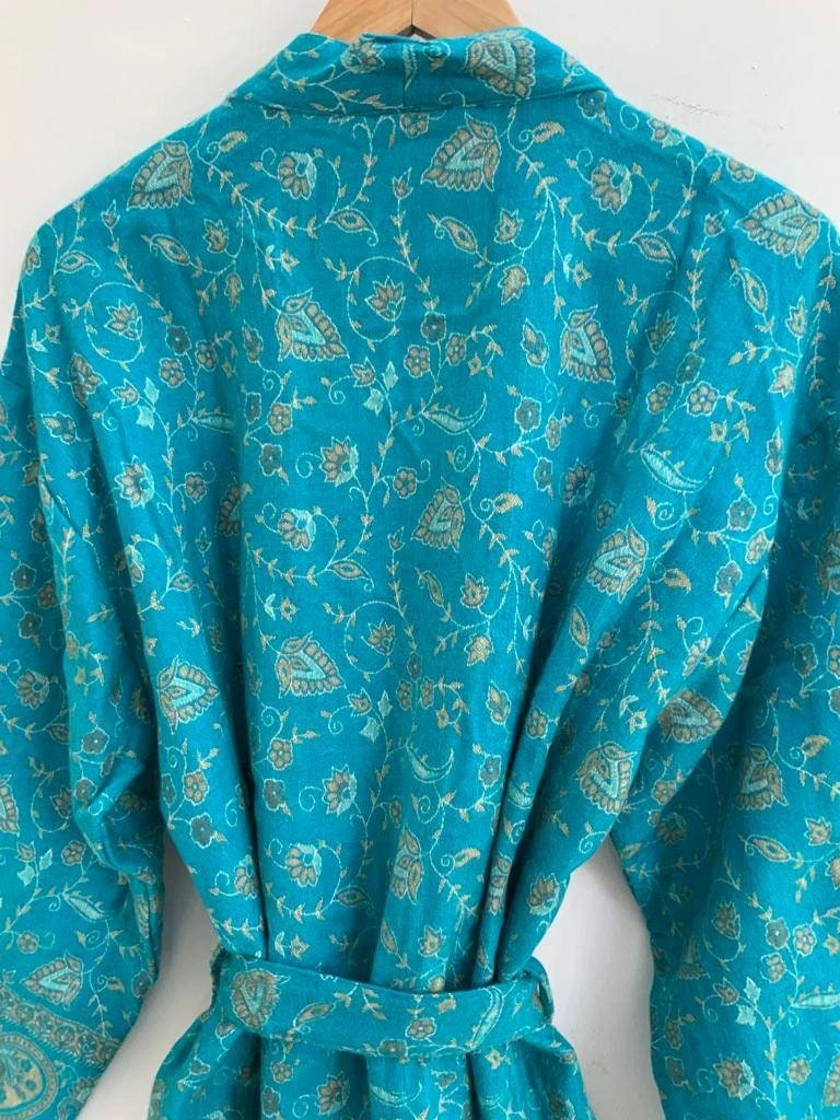 Sky Blue Yak Wool Unisex Kimono/Robe,Handmade Kimono,Winter Special,House Robe,Perfect For Gift Someone Special Or Occasionally. 7 Sky Blue Yak Wool Unisex Kimono/Robe,Handmade Kimono,Winter Special,House Robe,Perfect For Gift Someone Special Or Occasionally. - Image 7